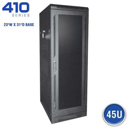 QUEST MFG Floor Enclosure Server Cabinet, Acrylic Door, 42U, 6' x 23"W x 31"D, Black FE4119-45-02